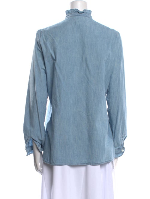 Nili Lotan Mock Neck Long Sleeve Button-Up Top