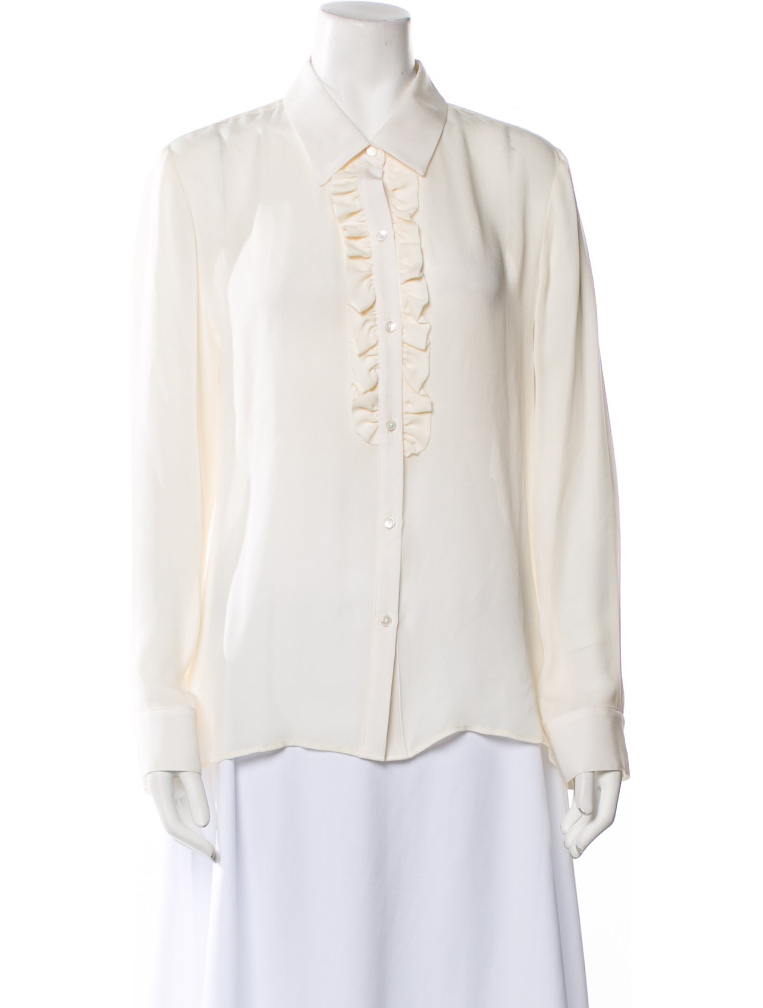 Nili Lotan Silk Long Sleeve Button-Up Top