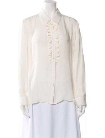 Nili Lotan Silk Long Sleeve Button-Up Top