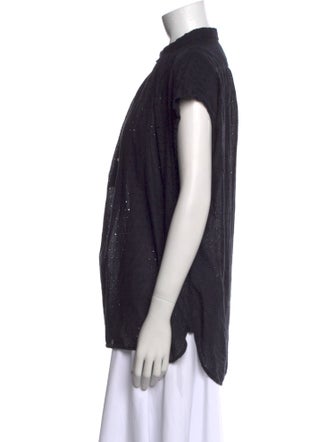 Nili Lotan Mock Neck Short Sleeve Polo