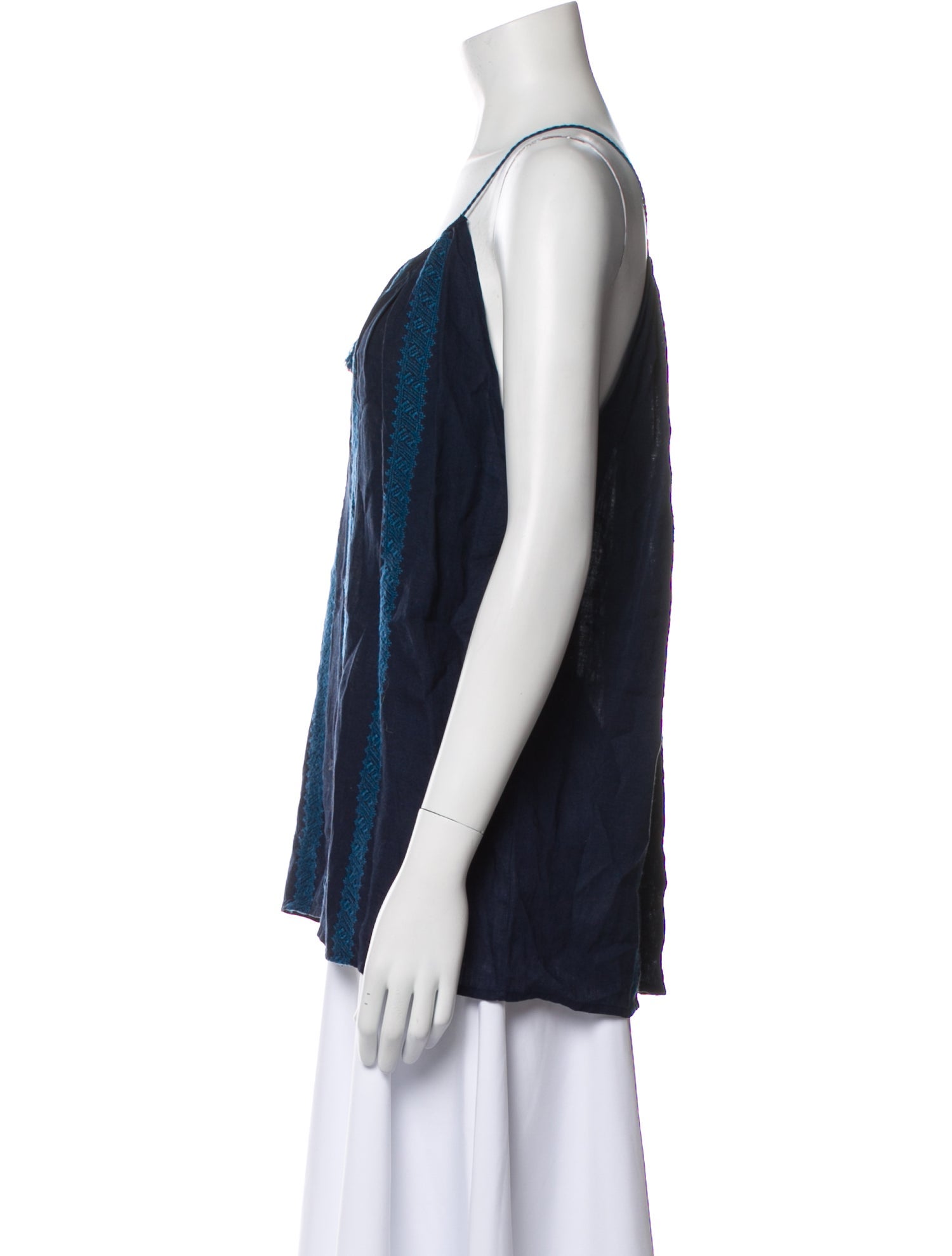 Nili Lotan Linen Square Neckline Top