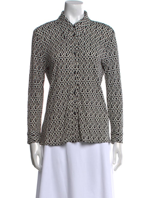 Nili Lotan Printed Long Sleeve Button-Up Top