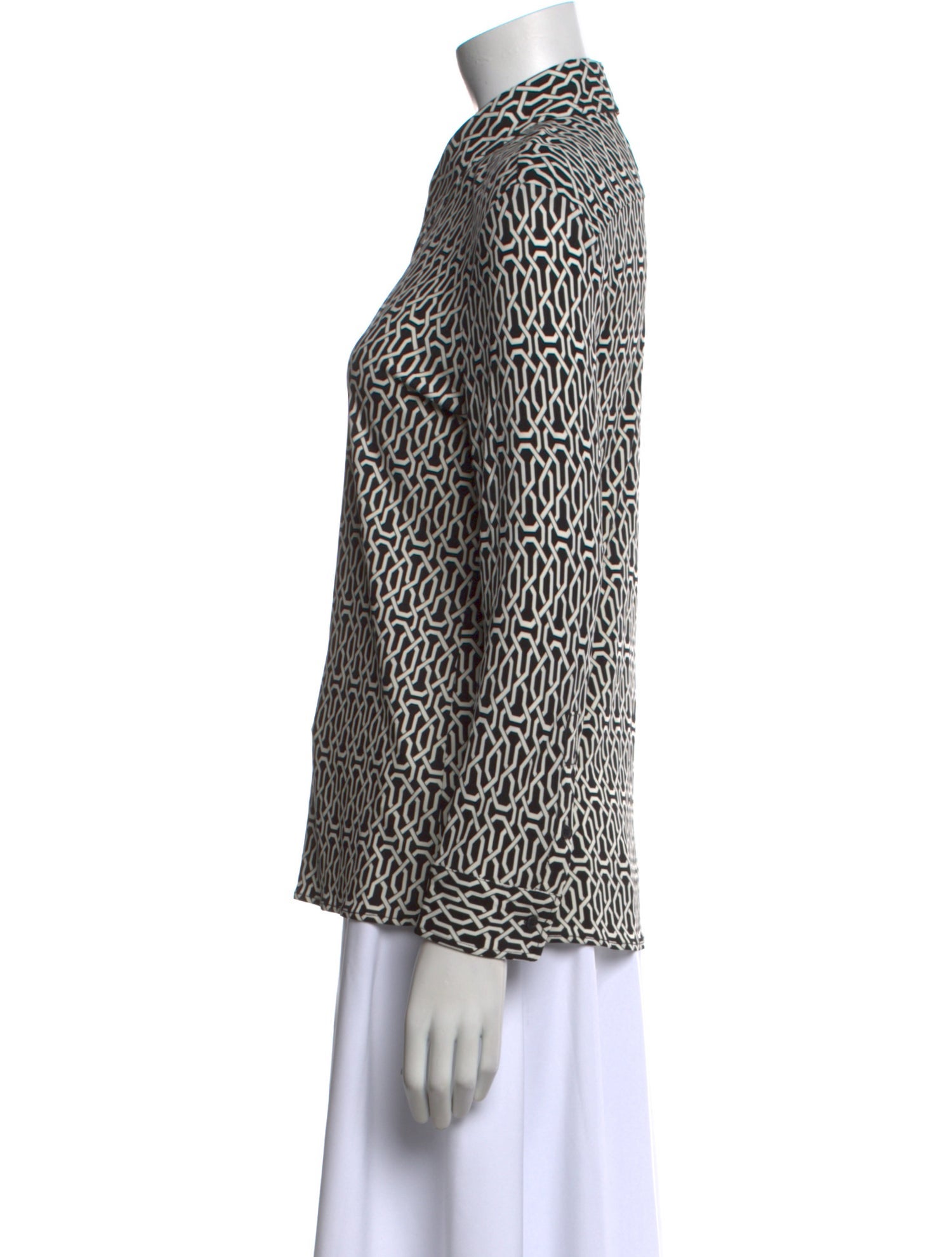 Nili Lotan Printed Long Sleeve Button-Up Top