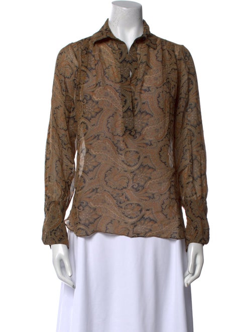 Nili Lotan Silk Animal Print Button-Up Top