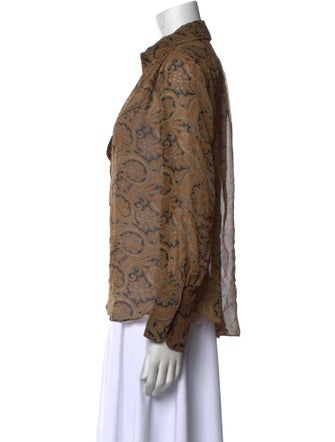 Nili Lotan Silk Animal Print Button-Up Top