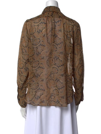 Nili Lotan Silk Animal Print Button-Up Top