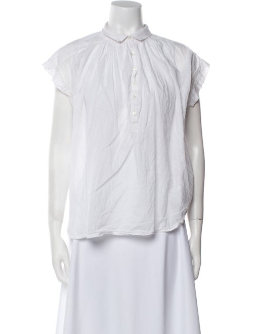 Nili Lotan Mock Neck Short Sleeve Button-Up Top