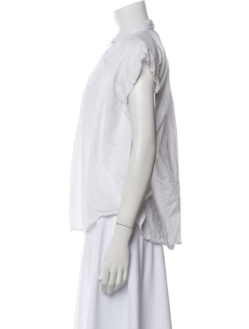 Nili Lotan Mock Neck Short Sleeve Button-Up Top