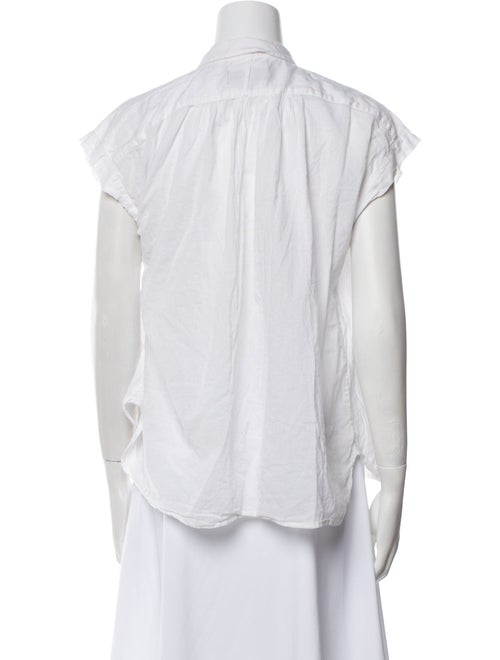 Nili Lotan Mock Neck Short Sleeve Button-Up Top