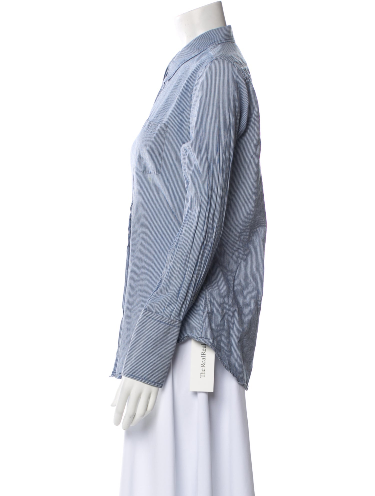 Nili Lotan Striped Long Sleeve Button-Up Top