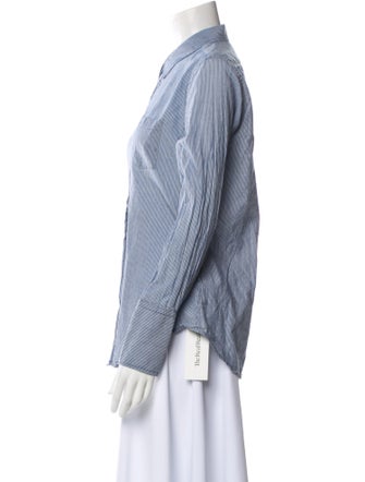 Nili Lotan Striped Long Sleeve Button-Up Top