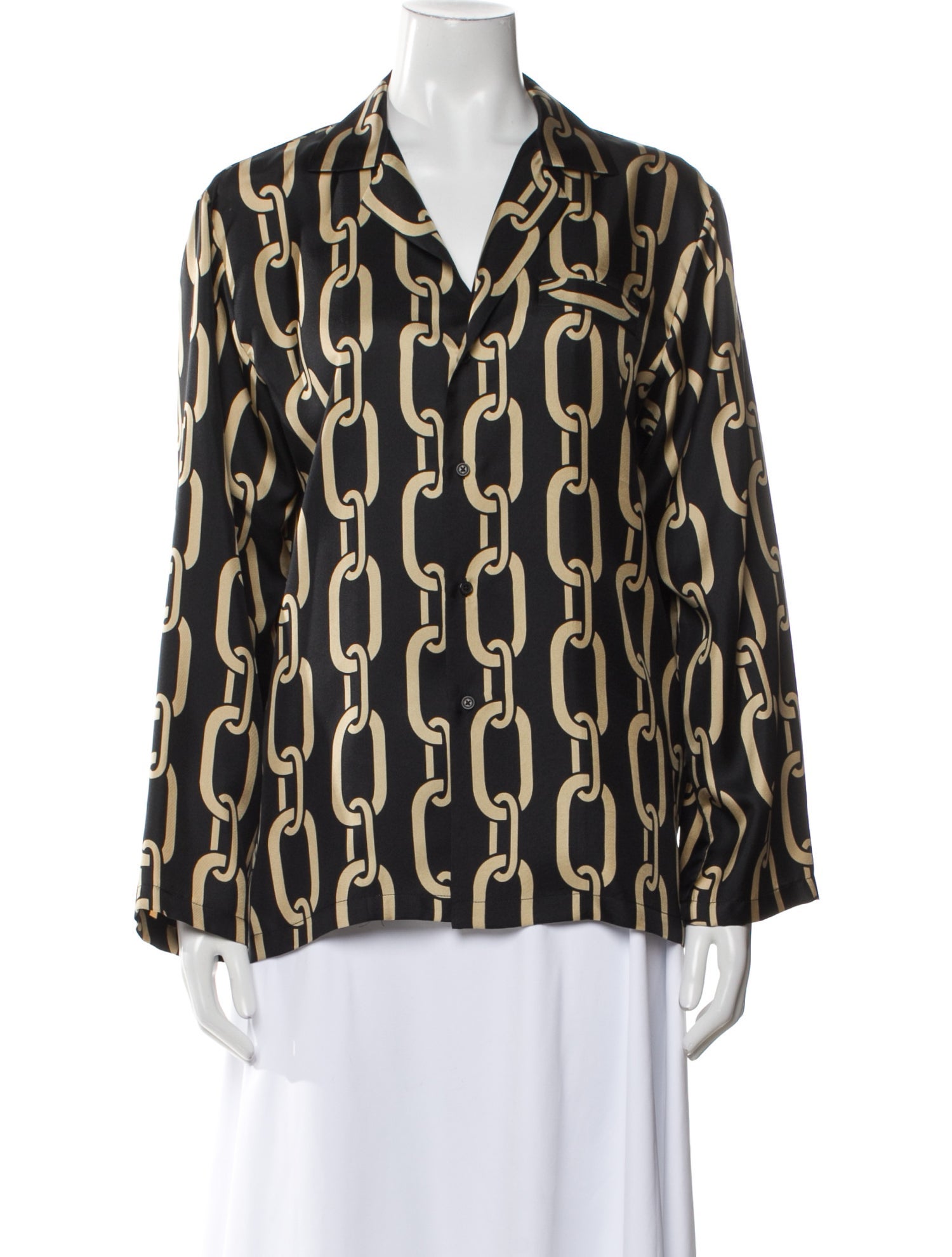 Nili Lotan Silk Printed Button-Up Top