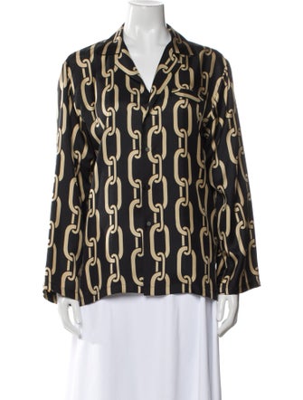 Nili Lotan Silk Printed Button-Up Top