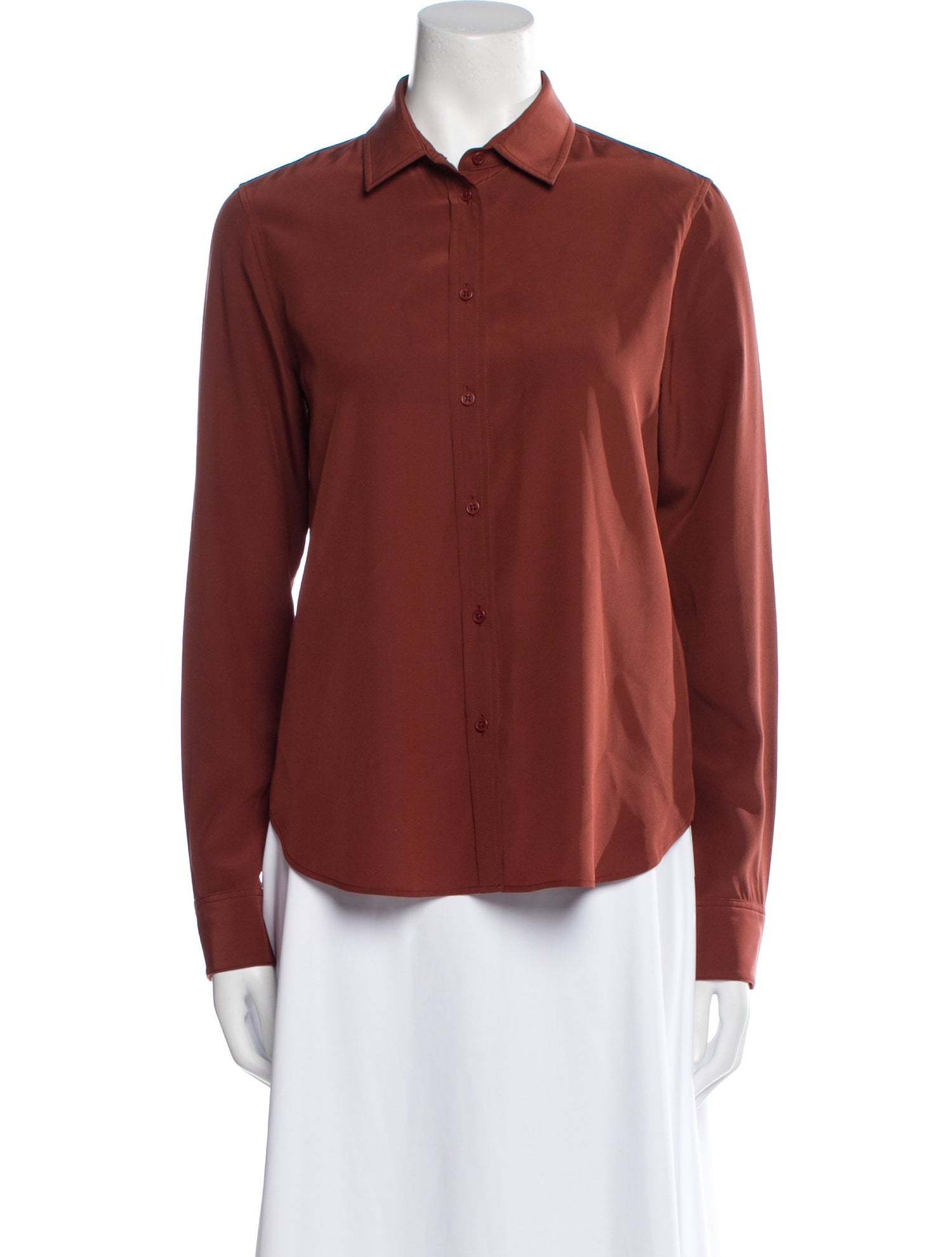 Nili Lotan Silk Long Sleeve Button-Up Top