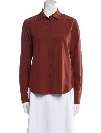 Nili Lotan Silk Long Sleeve Button-Up Top