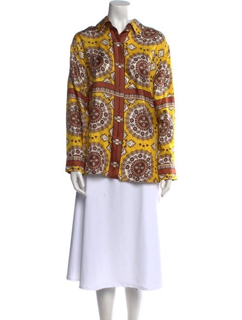 Nili Lotan Silk Printed Button-Up Top
