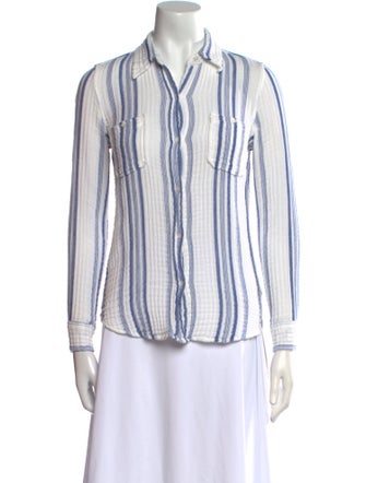 Nili Lotan Striped Long Sleeve Button-Up Top