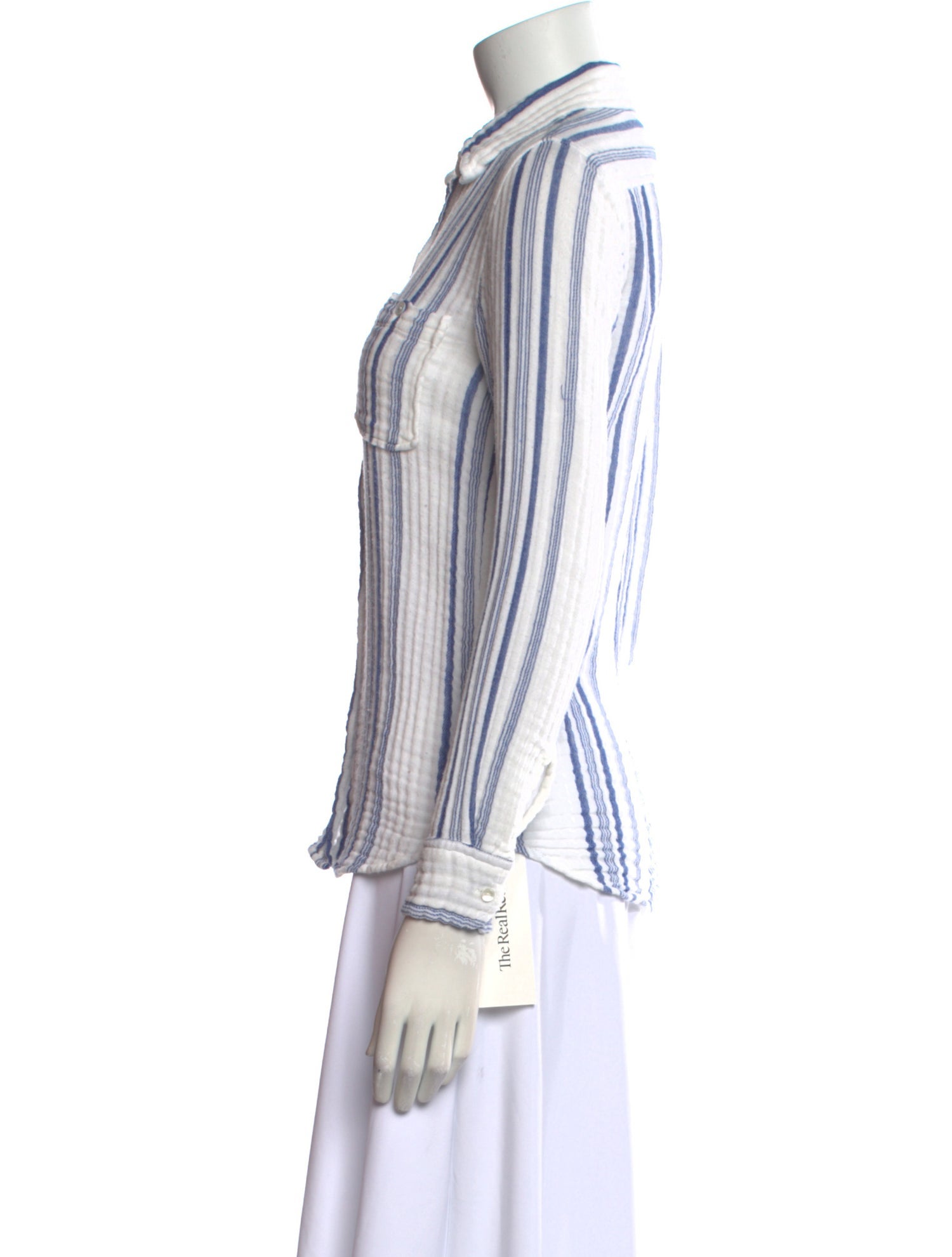 Nili Lotan Striped Long Sleeve Button-Up Top