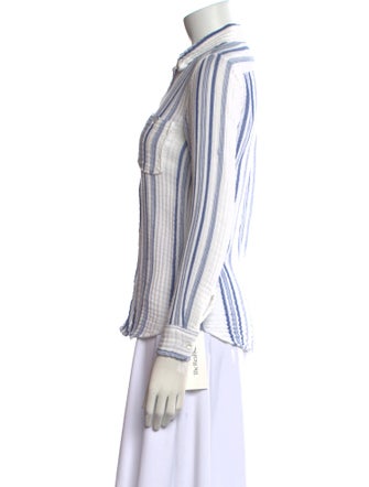 Nili Lotan Striped Long Sleeve Button-Up Top