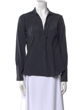 Nili Lotan Polka Dot Print V-Neck Button-Up Top