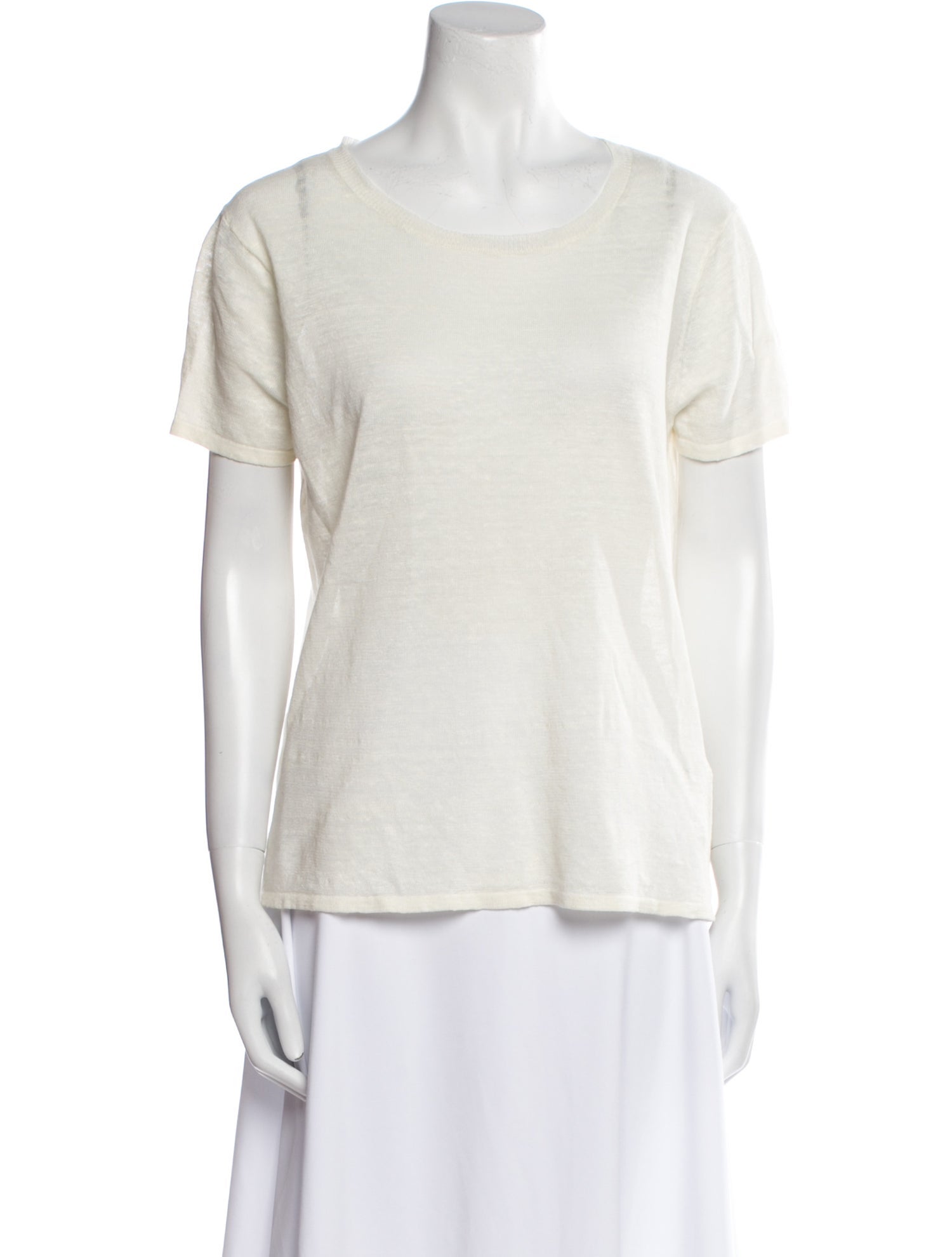 Nili Lotan Linen Scoop Neck T-Shirt