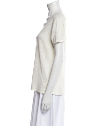 Nili Lotan Linen Scoop Neck T-Shirt
