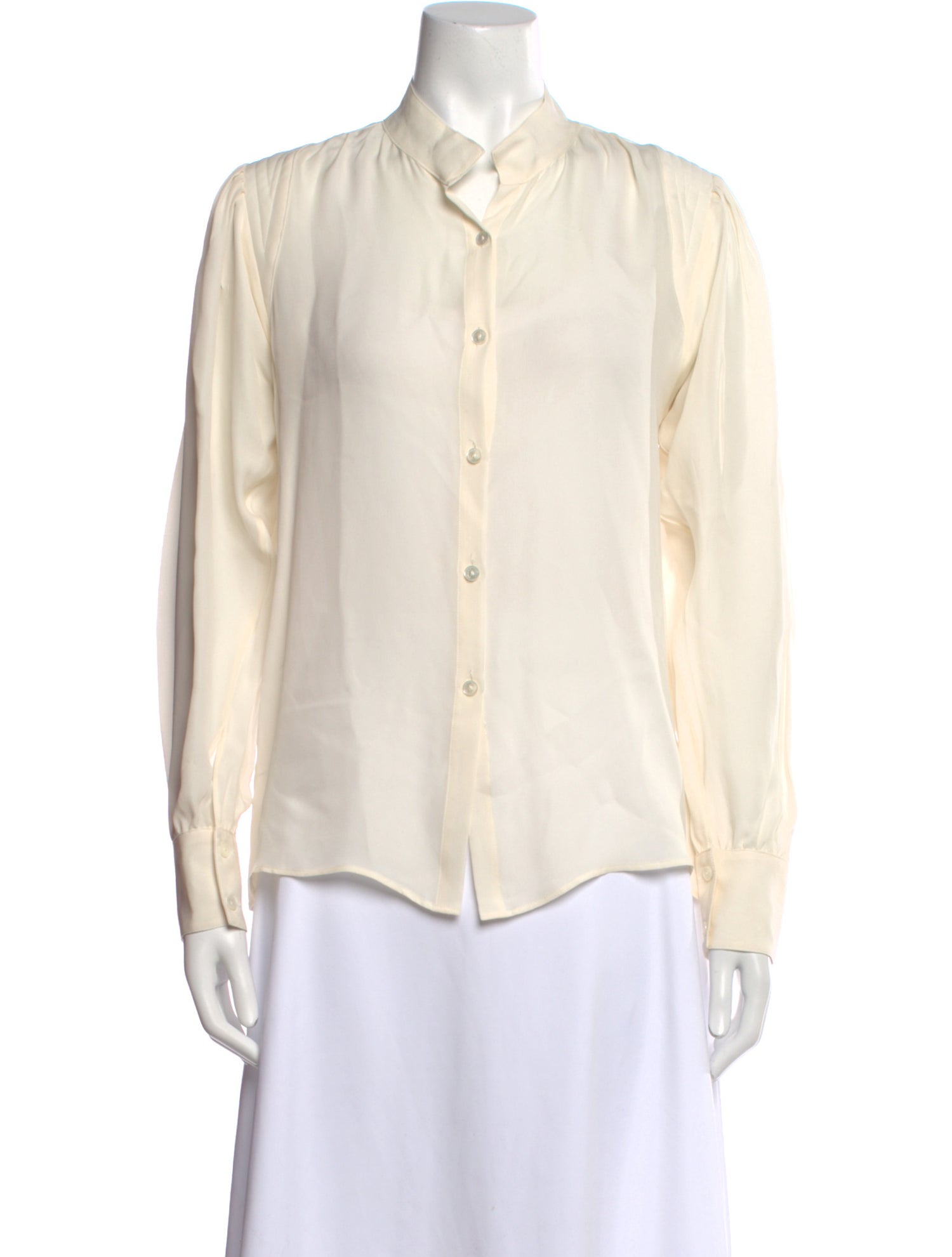 Nili Lotan Silk Long Sleeve Button-Up Top