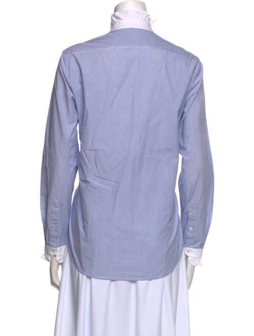 Nili Lotan Striped Mock Neck Button-Up Top