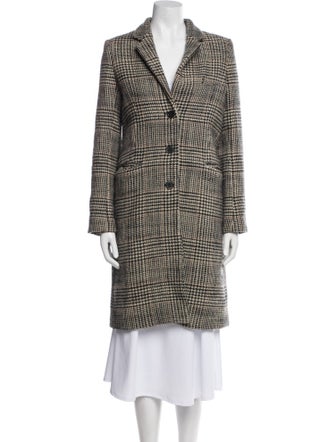Nili Lotan Virgin Wool Plaid Print Coat