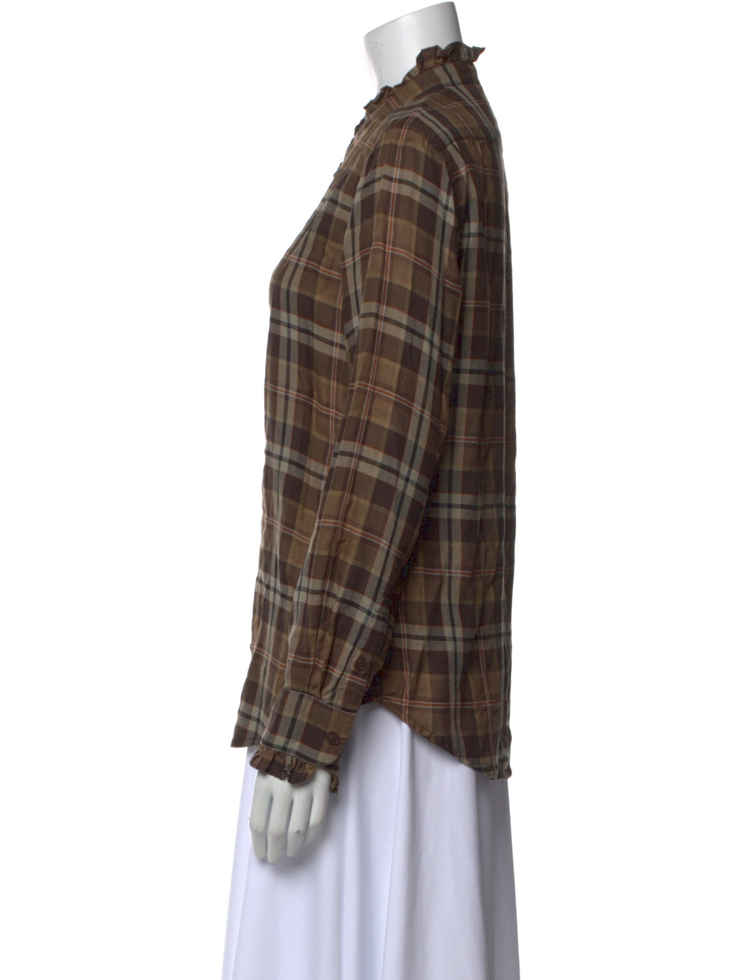 Nili Lotan Plaid Print Long Sleeve Button-Up Top