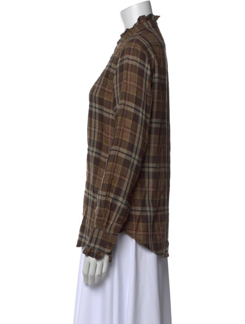 Nili Lotan Plaid Print Long Sleeve Button-Up Top