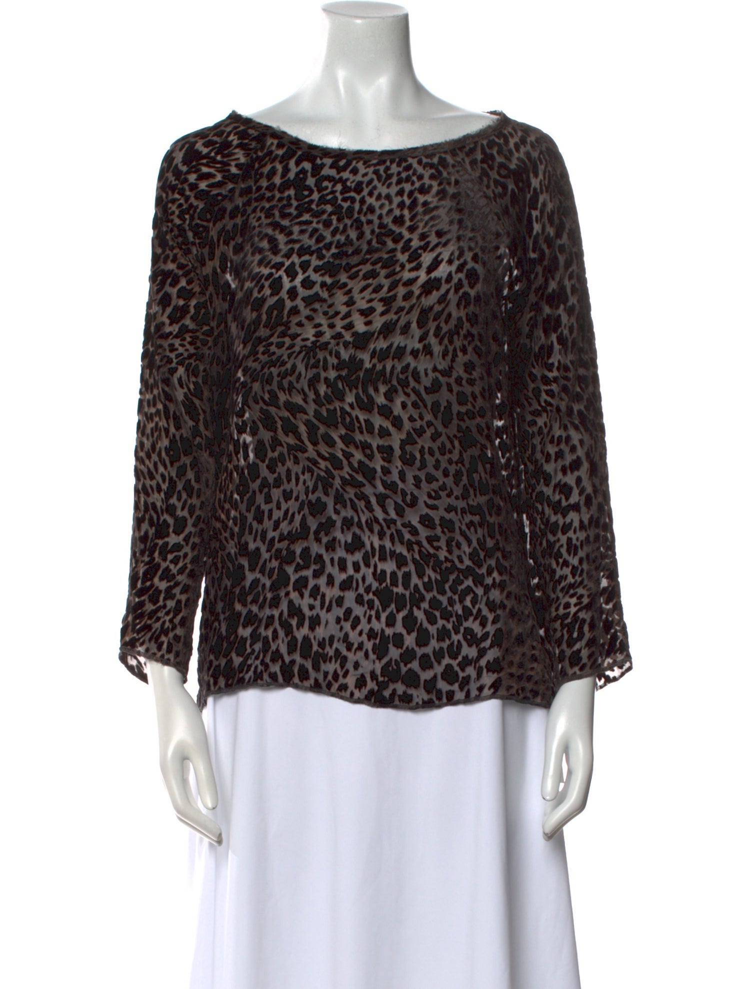 Nili Lotan Animal Print Bateau Neckline Blouse