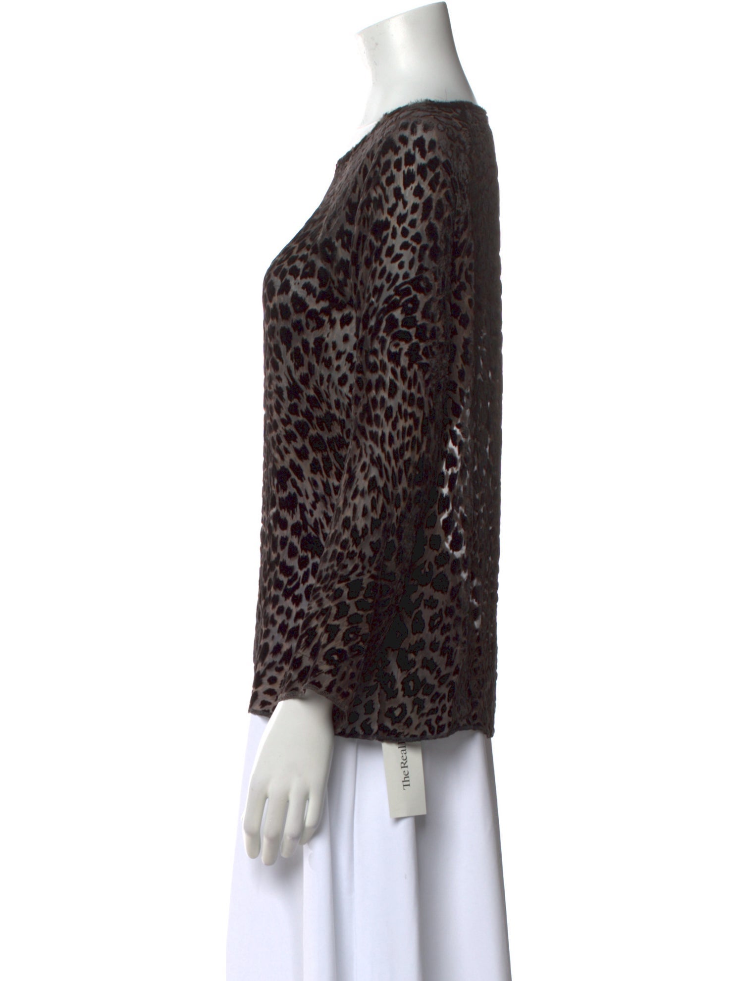 Nili Lotan Animal Print Bateau Neckline Blouse