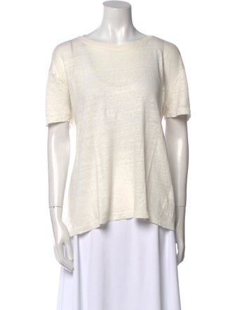 Nili Lotan Linen Scoop Neck T-Shirt