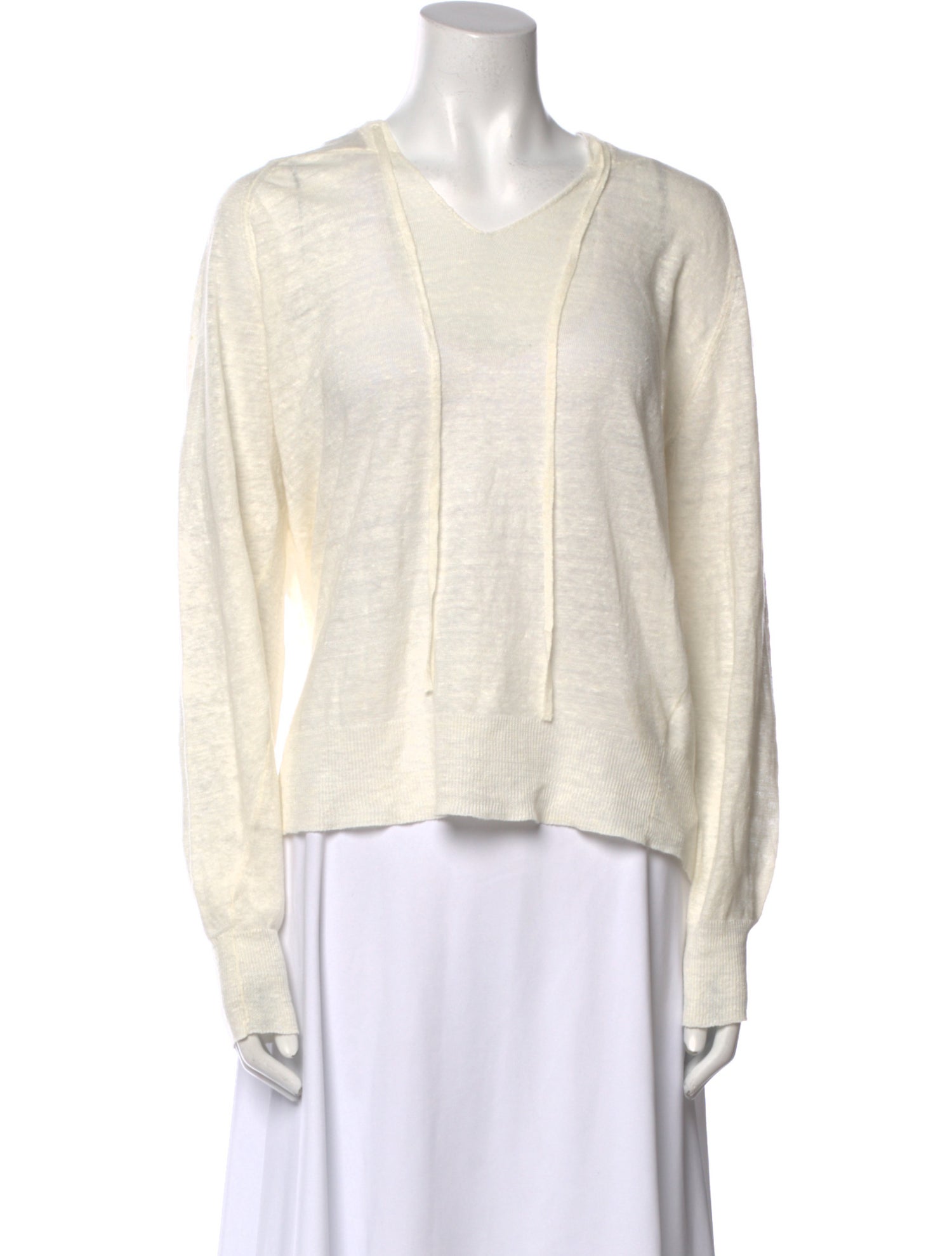 Nili Lotan Linen V-Neck Sweatshirt