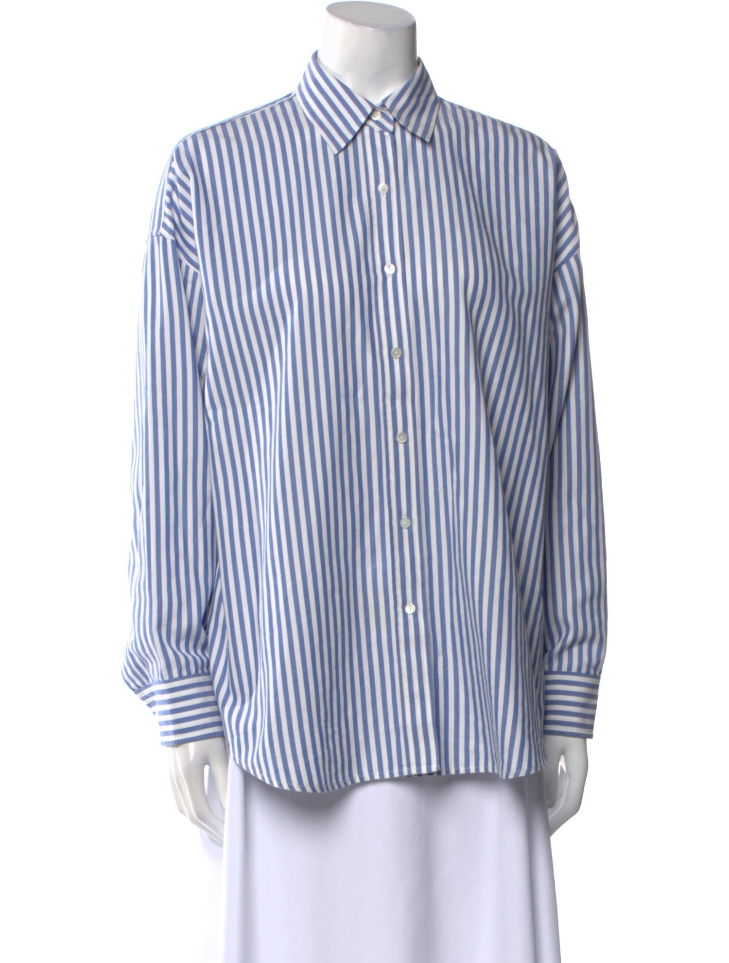 Nili Lotan Striped Long Sleeve Button-Up Top