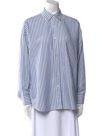 Nili Lotan Striped Long Sleeve Button-Up Top