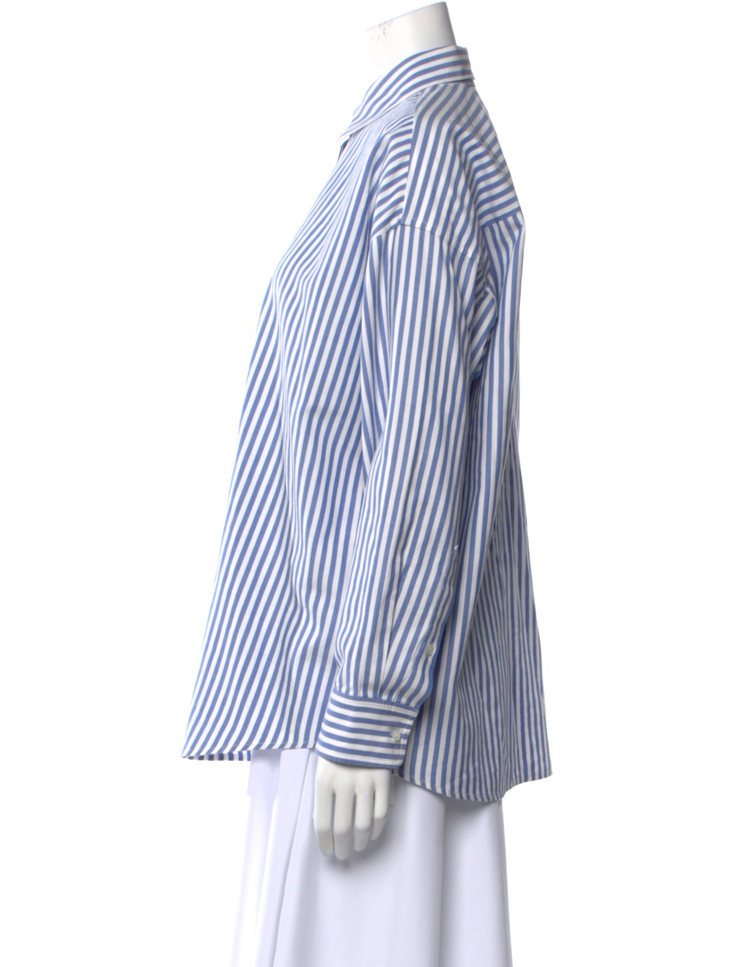 Nili Lotan Striped Long Sleeve Button-Up Top
