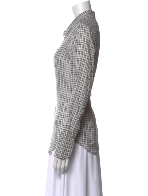 Nili Lotan Plaid Print Long Sleeve Button-Up Top