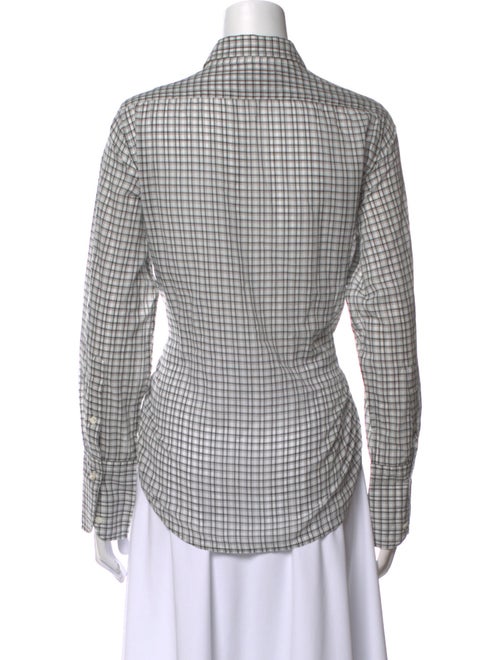 Nili Lotan Plaid Print Long Sleeve Button-Up Top