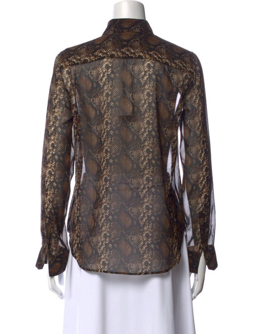 Nili Lotan Animal Print Long Sleeve Button-Up Top