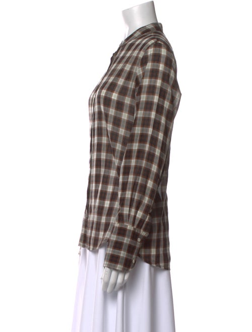 Nili Lotan Plaid Print Long Sleeve Button-Up Top