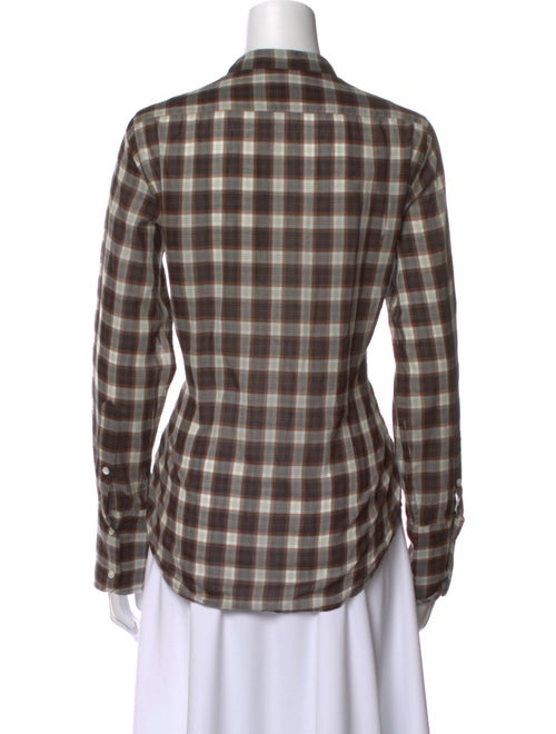 Nili Lotan Plaid Print Long Sleeve Button-Up Top