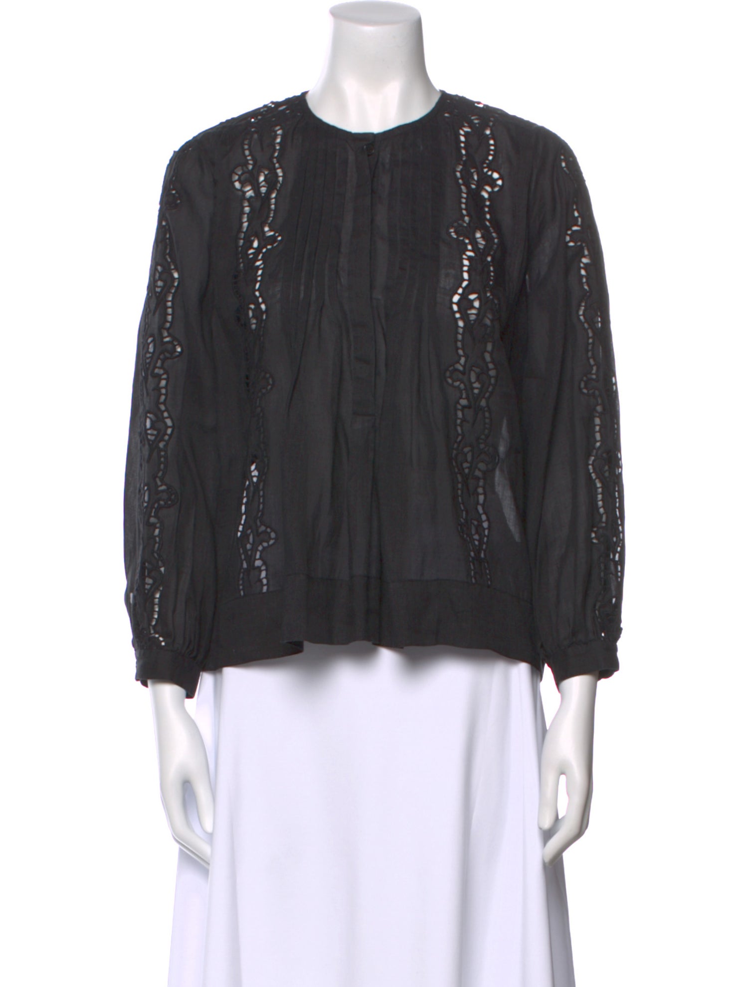 Nili Lotan Crew Neck Long Sleeve Blouse