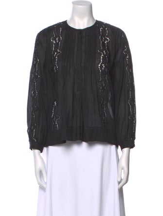 Nili Lotan Crew Neck Long Sleeve Blouse