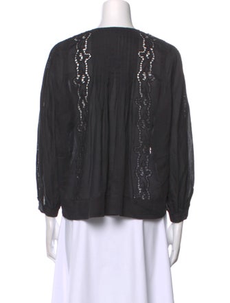 Nili Lotan Crew Neck Long Sleeve Blouse