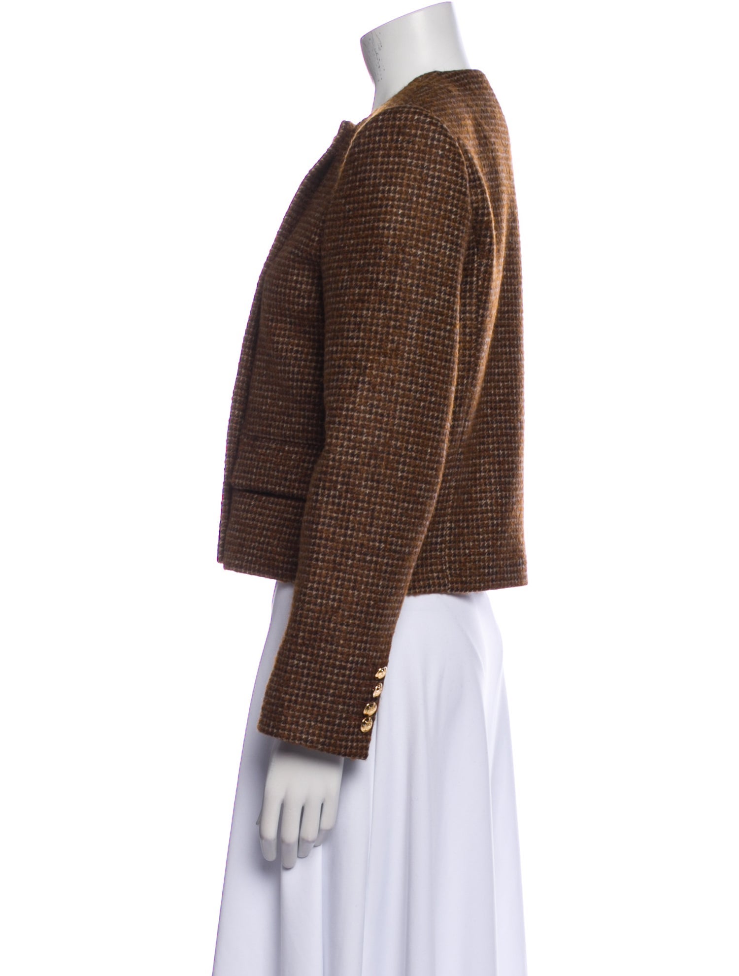 Nili Lotan Virgin Wool Plaid Print Evening Jacket