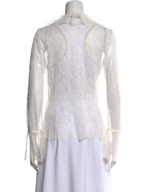 Nili Lotan Lace Pattern Mock Neck Blouse