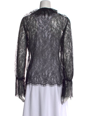 Nili Lotan Lace Pattern Mock Neck Blouse