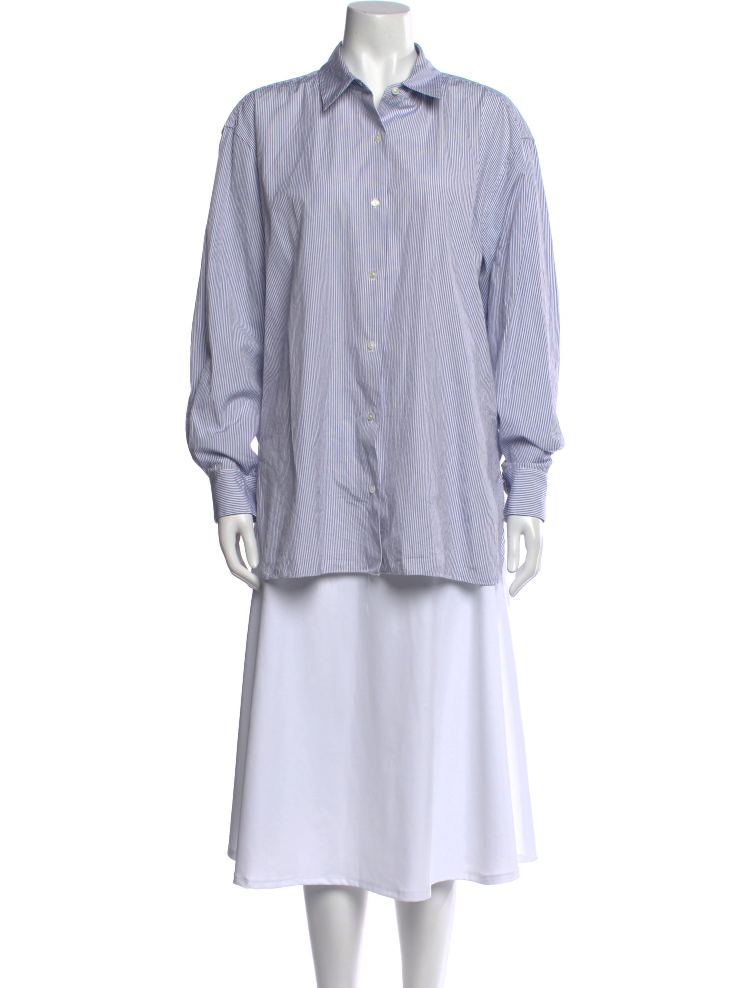 Nili Lotan Striped Long Sleeve Button-Up Top